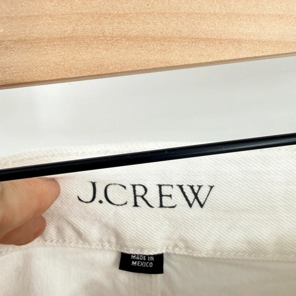 J.‎ Crew White Denim Cutoff Shorts Size 32 High Rise Raw Hem Summer Coastal